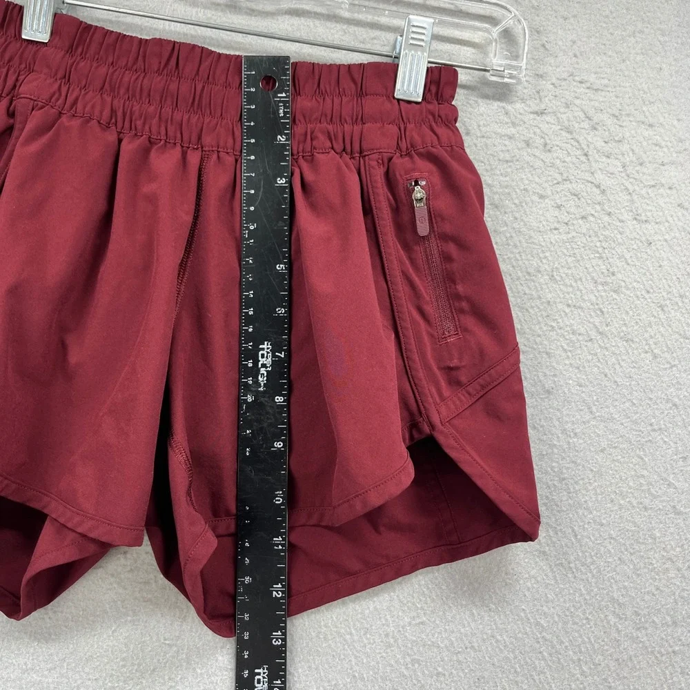 Lululemon Tracker Shorts Womens 4 Burgundy Zip Pocket Lightweight Running Gym